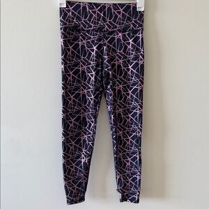 Terez Black Leggings with Pink Foil Star Pattern Size Large